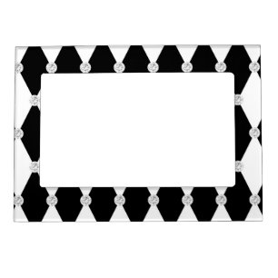 Harlequin Black White Rhombus Diamond Shape Magnetic Frame