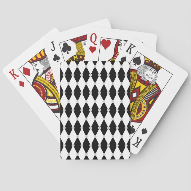 Harlequin Black White Rhombus Diamond Shape Poker Cards (Back)