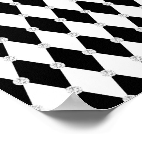 Harlequin Black White Rhombus Diamond Shape Poster