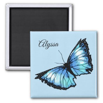 "harlequin" - Blue Butterfly Magnet by Lily_and_Lyla at Zazzle
