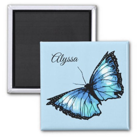 "harlequin" - Blue Butterfly Magnet