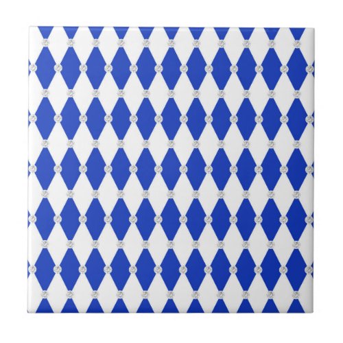 Harlequin Blue Diamond Shape Geometric Forms Ceramic Tile