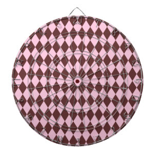 Harlequin Brown and Pink Dartboard With Darts