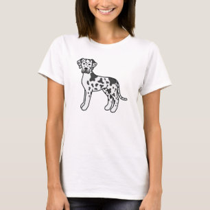 Harlequin Cartoon Great Dane Dog T-Shirt