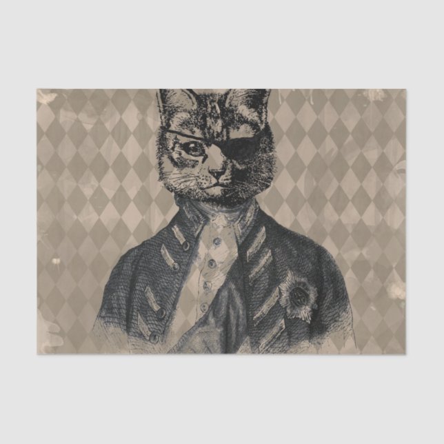 Harlequin Cat Grunge Tissue Paper (Front)