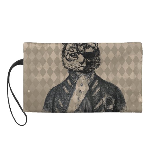 Harlequin Cat Grunge Wristlet Purse (Back)