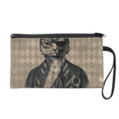 Harlequin Cat Grunge Wristlet Purse (Front)