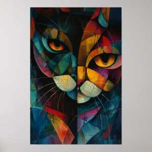 Harlequin Cats: Whimsical Circus Color Art Poster