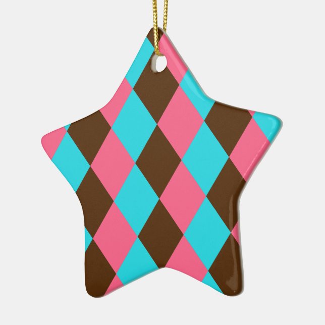 Harlequin, Chocolate Pastel Star Ornament (Left)