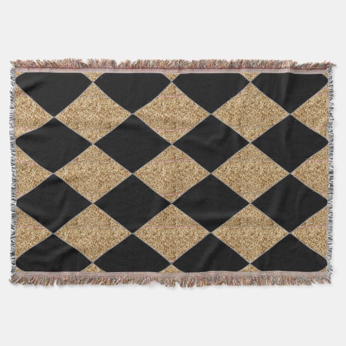 HarlequinClassicBlack & Gold Throw Blanket
