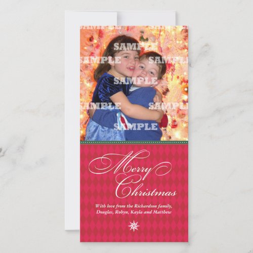 Harlequin Crimson Christmas Photo Card