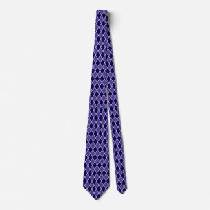 Harlequin Diamond Design Purple Blue Colors Tie