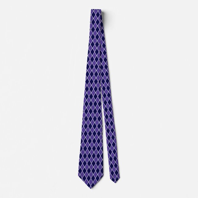 Harlequin Diamond Design Purple Blue Colors Tie (Front)