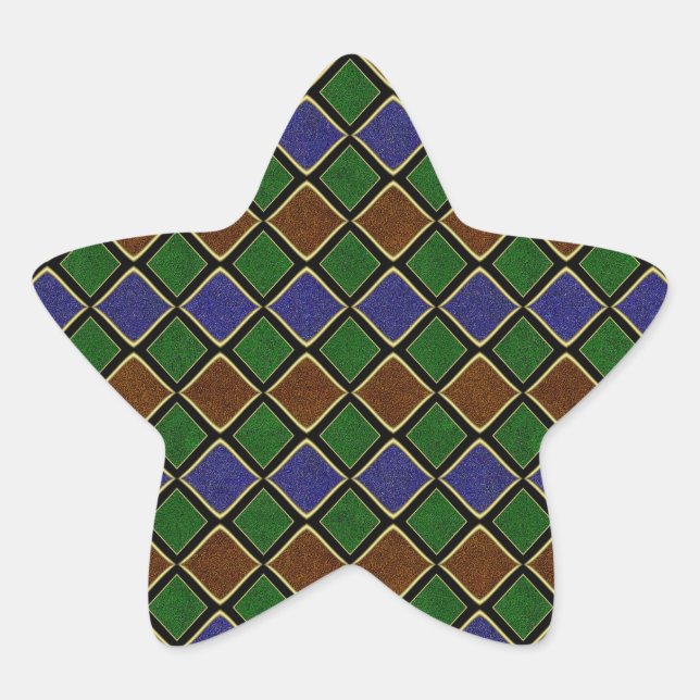 Harlequin Diamond Grid: Textured Harmony Star Sticker (Front)