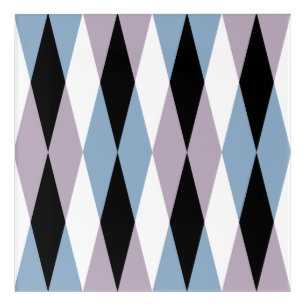Harlequin Diamond Pattern - Blue and Dusty Lilac Acrylic Print