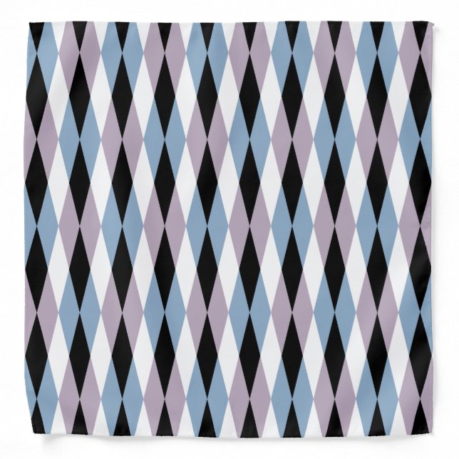 Harlequin Diamond Pattern - Blue and Dusty Lilac Bandana (Front)