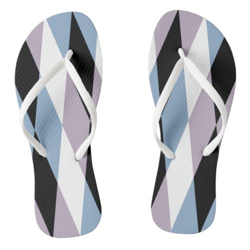 Harlequin Diamond Pattern _ Blue and Dusty Lilac Flip Flops