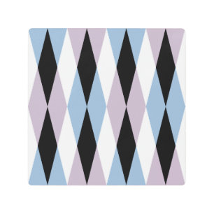Harlequin Diamond Pattern - Blue and Dusty Lilac Metal Print
