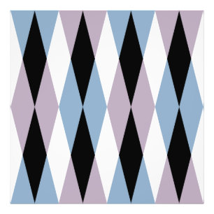 Harlequin Diamond Pattern - Blue and Dusty Lilac Photo Print