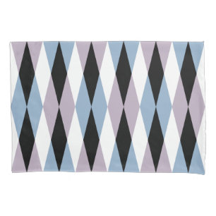 Harlequin Diamond Pattern - Blue and Dusty Lilac Pillow Case