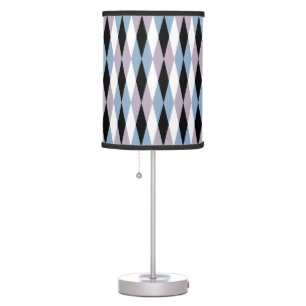 Harlequin Diamond Pattern - Blue and Dusty Lilac Table Lamp