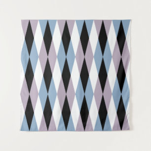Harlequin Diamond Pattern - Blue and Dusty Lilac Tapestry