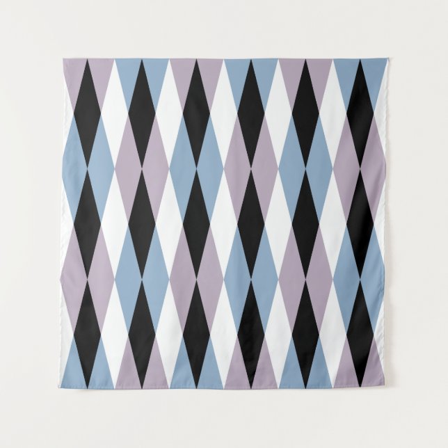 Harlequin Diamond Pattern - Blue and Dusty Lilac Tapestry (Front)