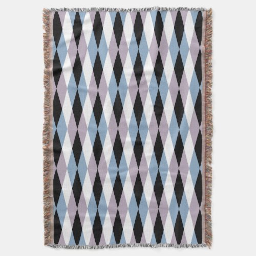 Harlequin Diamond Pattern _ Blue and Dusty Lilac Throw Blanket