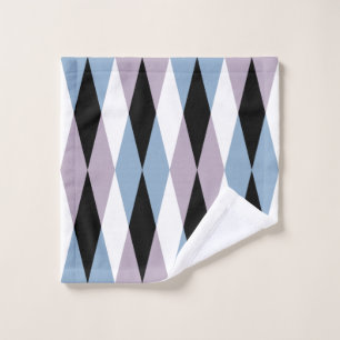 Harlequin Diamond Pattern - Blue and Dusty Lilac Wash Cloth