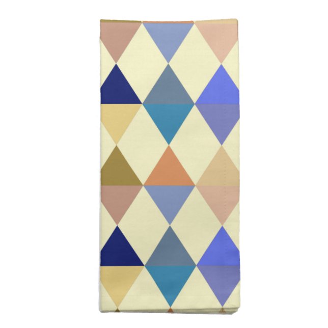 Harlequin / diamond pattern - Cream and Blue Cloth Napkin (Folded)