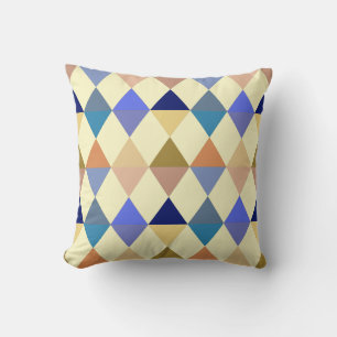 Harlequin / diamond pattern - Cream and Blue Throw Pillow