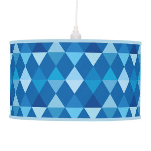 Harlequin / diamond pattern - Denim Blues Hanging Lamp