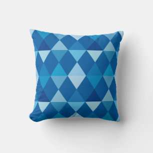 Harlequin / diamond pattern - Denim Blues Throw Pillow