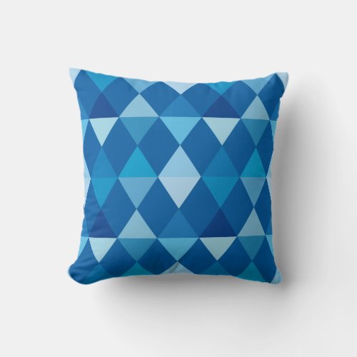 Harlequin  diamond pattern _ Denim Blues Throw Pillow