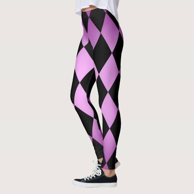 Harlequin ~ Diamond Pattern ~ Pink & Purple Design Leggings (Left)
