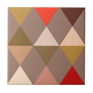 Harlequin / diamond pattern - Taupe and Red Ceramic Tile