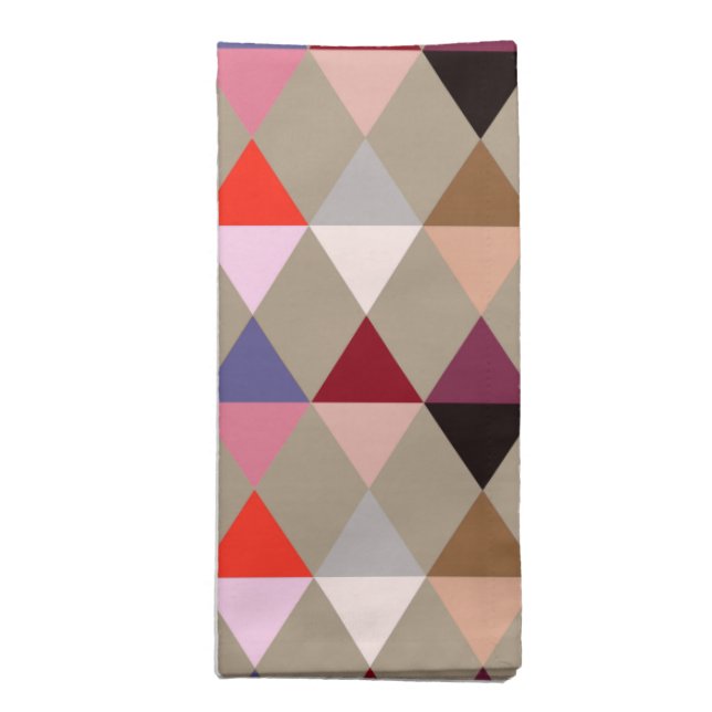 Harlequin / diamond pattern - Taupe multi Napkin (Folded)