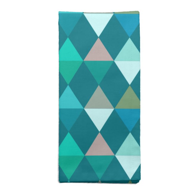 Harlequin / diamond pattern - Teal and Aqua Cloth Napkin (Folded)
