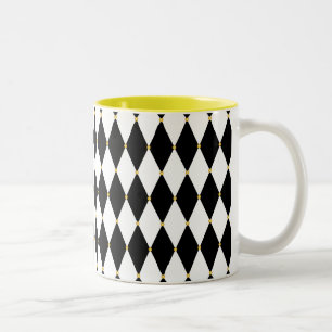 Harlequin Diamond Pattern Two-Tone Coffee Mug