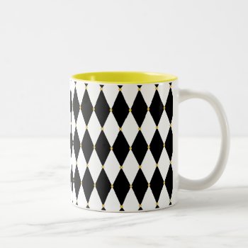 Harlequin Diamond Pattern Two-tone Coffee Mug by JenHoneyDesigns at Zazzle