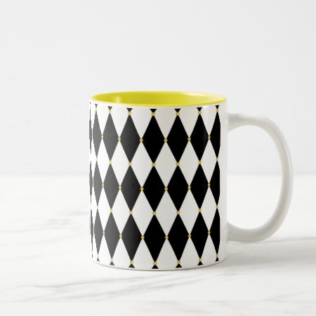 Harlequin Diamond Pattern Two-tone Coffee Mug