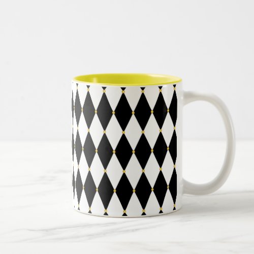 Harlequin Diamond Pattern Two_Tone Coffee Mug