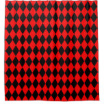 Harlequin Diamonds In Black And Red Shower Curtain at Zazzle