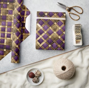 Harlequin Diamonds Purple And Gold Id1031 Wrapping Paper by arrayforcards at Zazzle