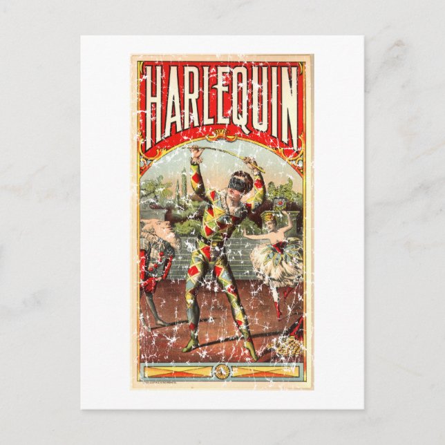 Harlequin - distressed postcard (Front)