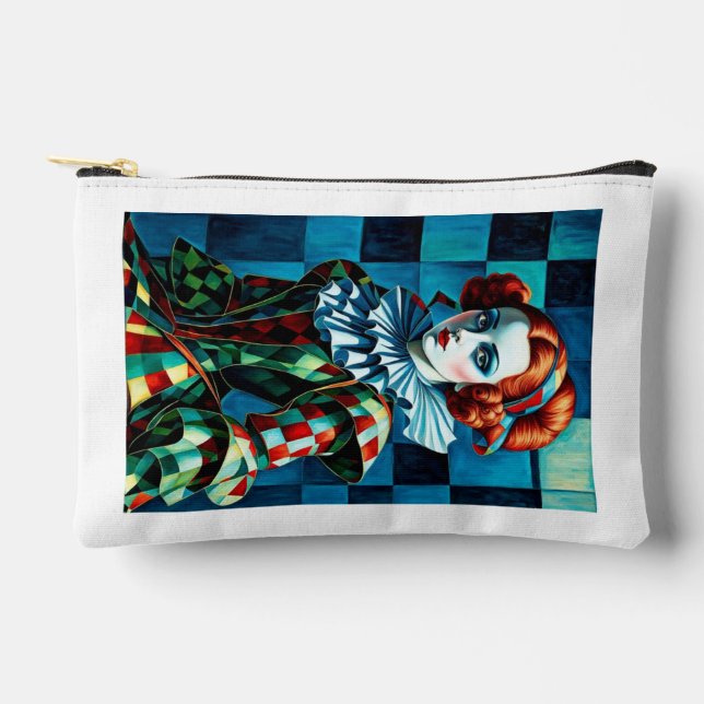 Harlequin Elegance Dual-Sided Cosmetic Bag – Vinta (Front)