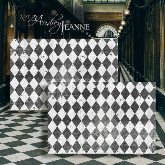 Harlequin Ephemera Black n White Wood Decoupage Tissue Paper (Creator Uploaded)