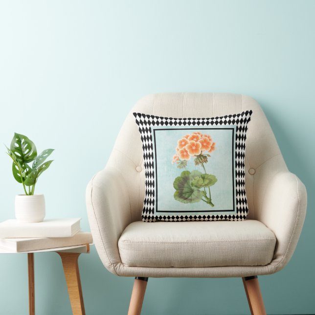 Harlequin Framed Geranium Botanical Throw Pillow (Chair)