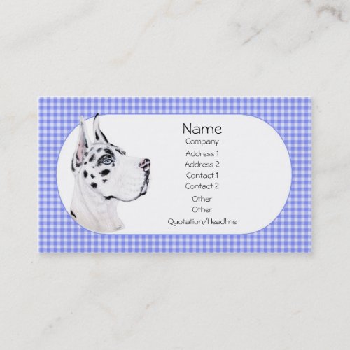 Harlequin Great Dane Blue Check Business Card