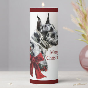 Harlequin Great Dane Christmas Gifts Pillar Candle